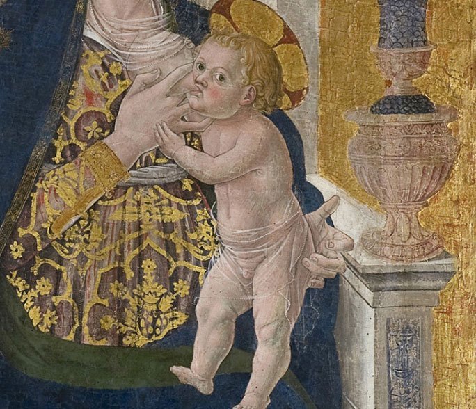 Antoniazzo Romano, “Madonna and Child”, detail, 1464, Rieti, Museo Civico