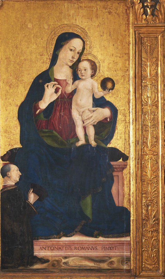 Antoniazzo Romano, “Madonna and Child with Saints Pietro e Paolo and Onorato Caetani”, detail, Fondi, Church of San Pietro