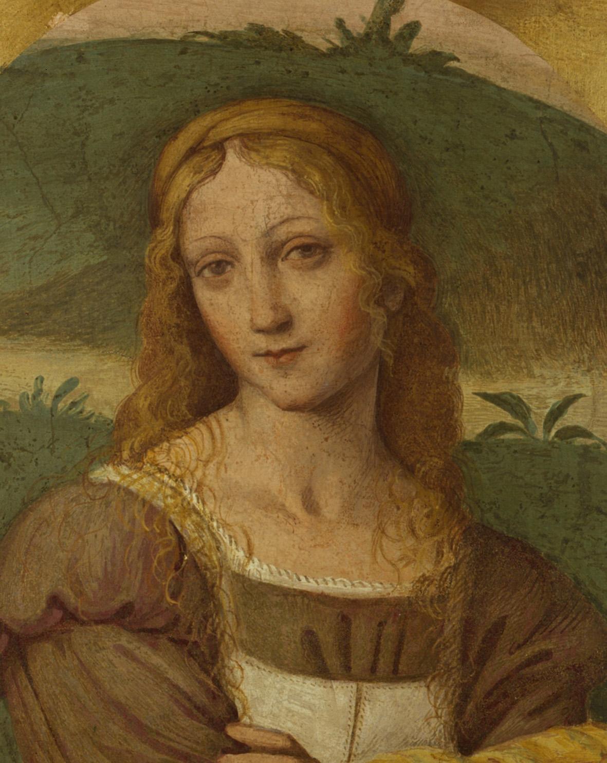 Bernardino Luini, "Female figure", 1521-1523, torn and restored fresco on wood, cm 44x35x47, Pavia, Pinacoteca Malaspina