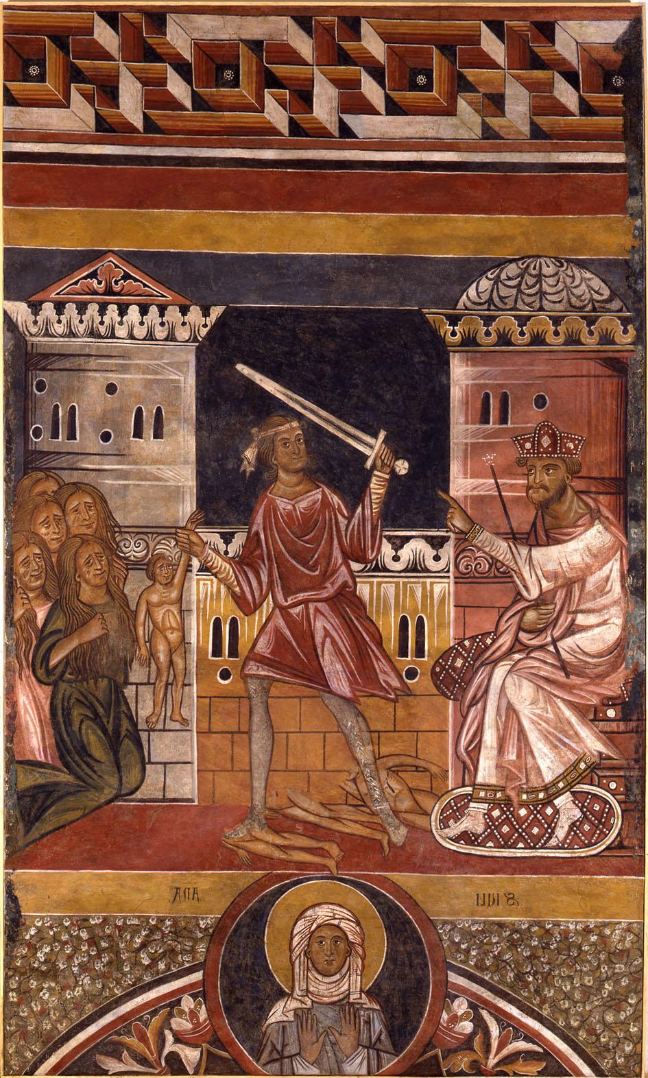 Berlinghiero da Lucca, "Massacre of the Innocents", detached fresco on a support of alveolar resin, cm 350x205, Bologna, Basilica di Santo Stefano