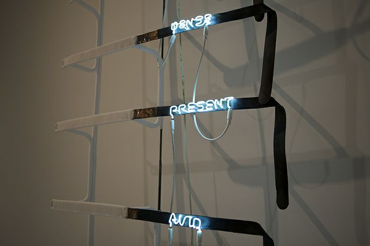 Pier Paolo Calzolari, Untitled, 1971. Leather belts, neon, lead sheets, refrigerator motor, transformer.