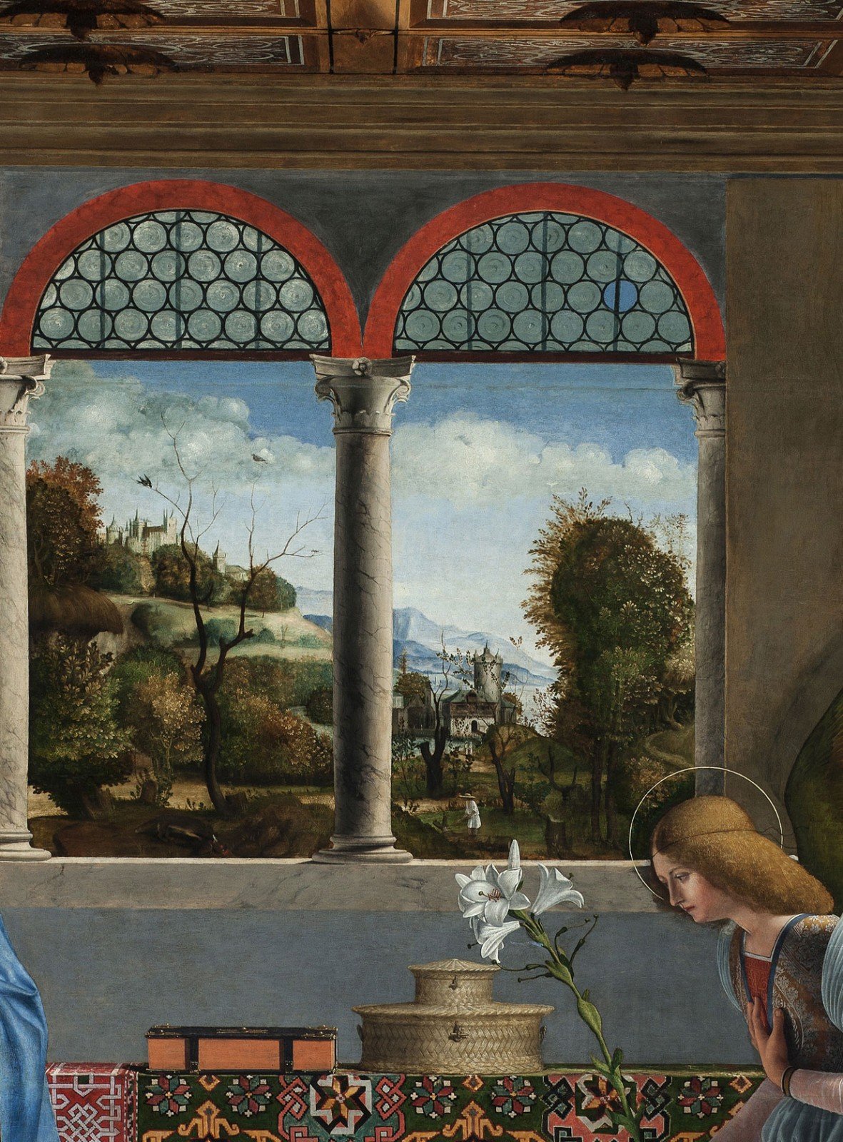 “Annunciation”, detail, Andrea Previtali, early XVI century, Meschio, Vittorio Veneto, Treviso, Church of santa Maria Annunziata