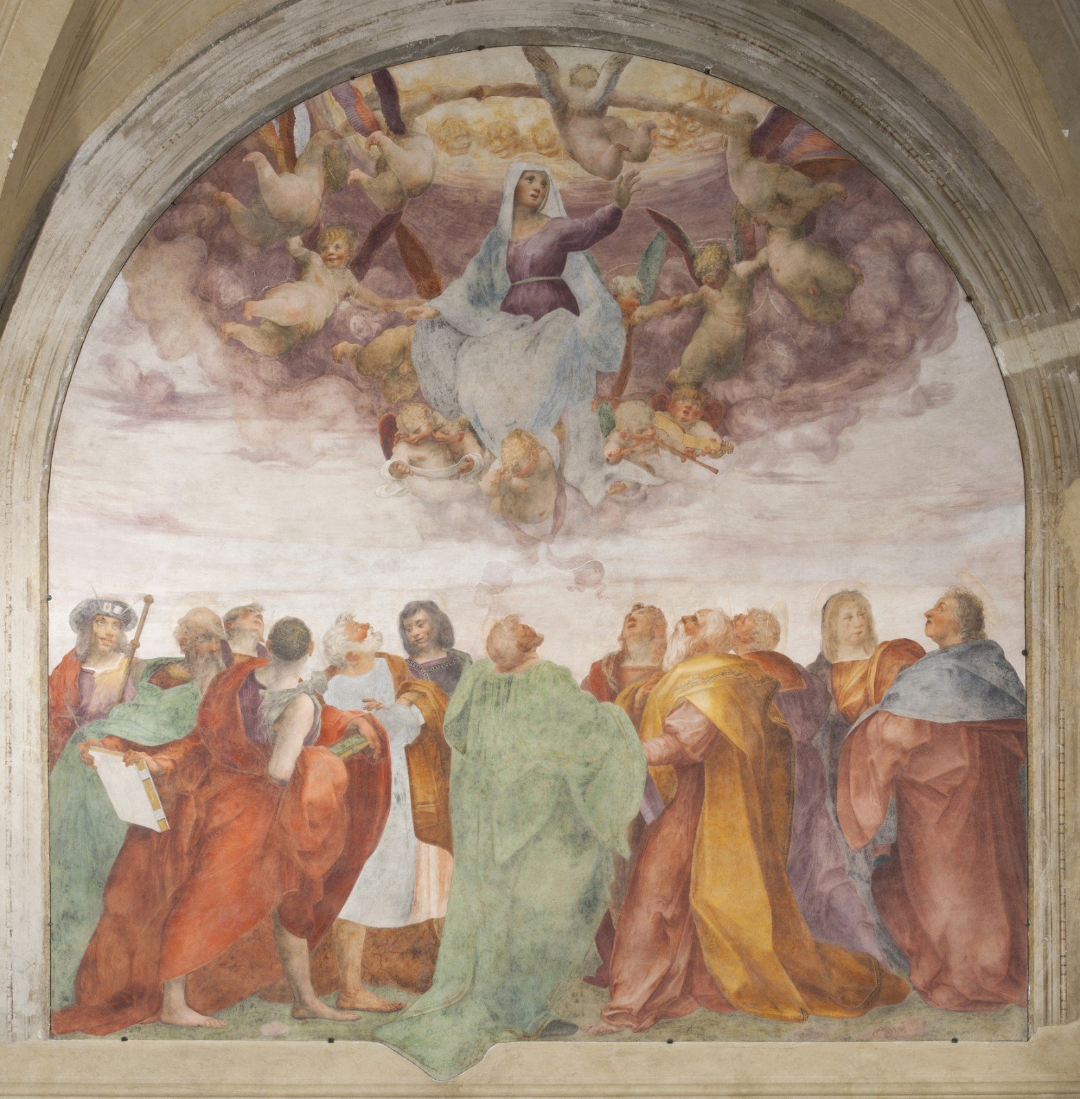 Pontormo (Jacopo Carucci; Pontorme, Empoli 1494 - Florence 1557), "The Visitation", 1514-1516, fresco, 408 x 338 cm. Florence, Basilica of the Santissima Annunziata cloister of the votes.