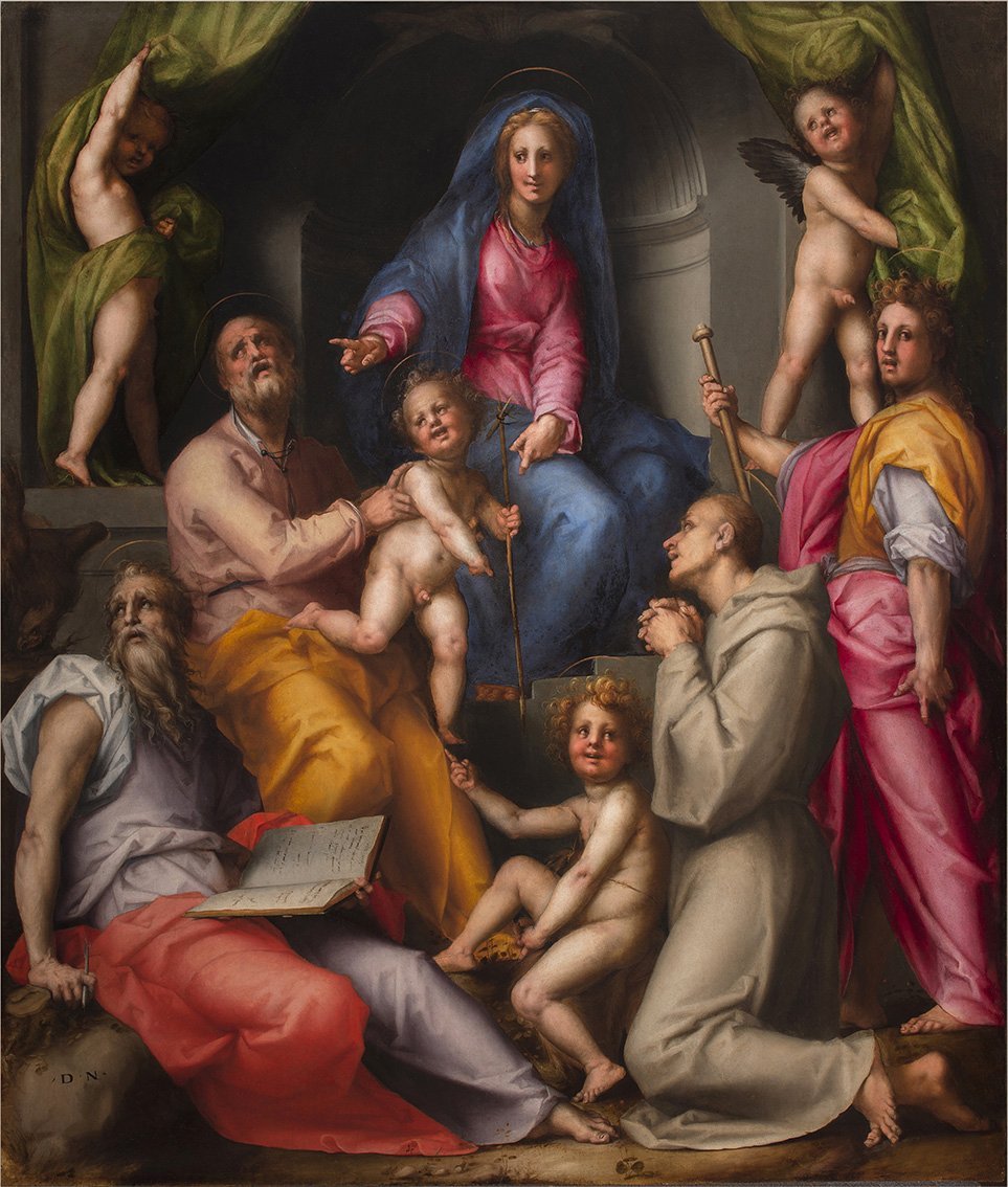 Pontormo (Jacopo Carucci; Pontorme, Empoli 1494 - Florence 1557), "Sacred Conversation (Pala Pucci)", 1518, oil on canvas, 221.5 x 189.5 cm. Florence, Church of San Michele Visdomini.