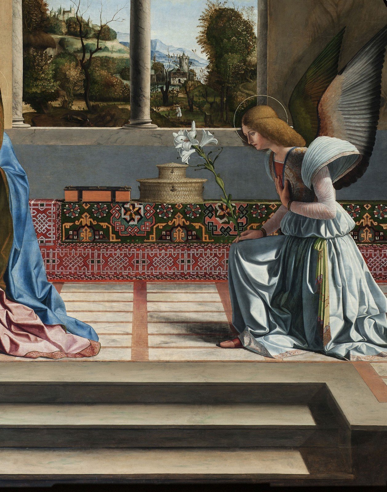 “Annunciation”, detail, Andrea Previtali, early XVI century, Meschio, Vittorio Veneto, Treviso, Church of santa Maria Annunziata