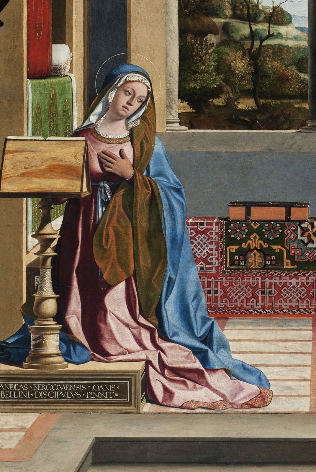 “Annunciation”, detail, Andrea Previtali, early XVI century, Meschio, Vittorio Veneto, Treviso, Church of santa Maria Annunziata