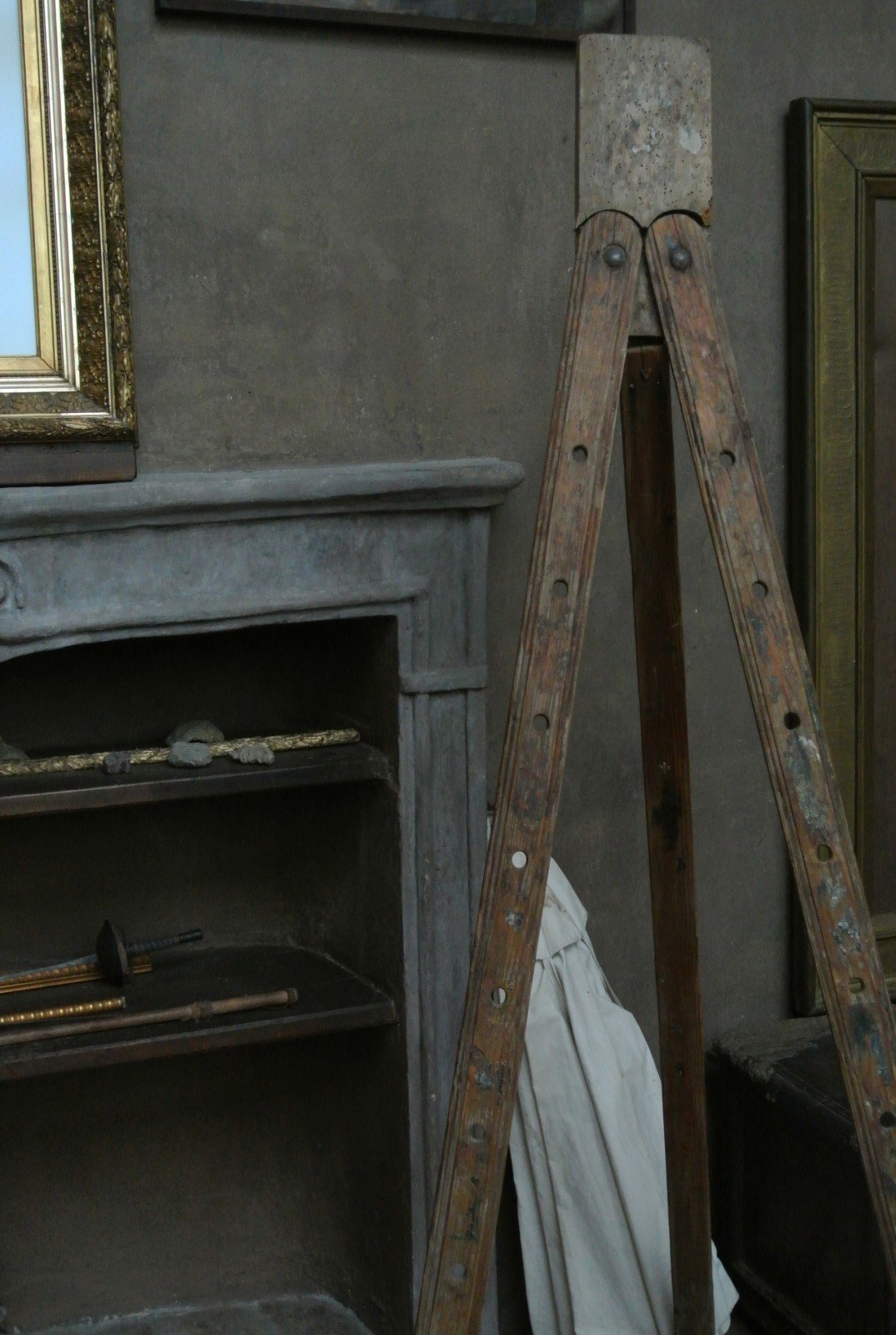 Easel, detail, Giuseppe Pellizza da Volpedo's studio, Volpedo, Italy.