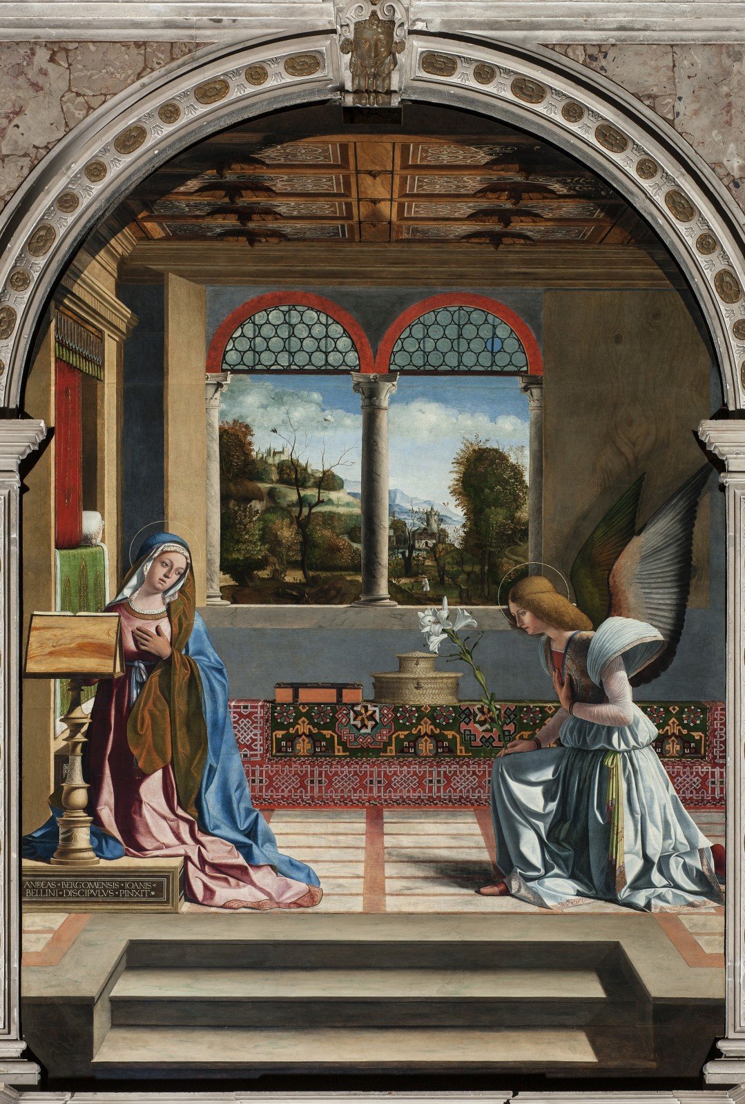 “Annunciation”, detail, Andrea Previtali, early XVI century, Meschio, Vittorio Veneto, Treviso, Church of santa Maria Annunziata