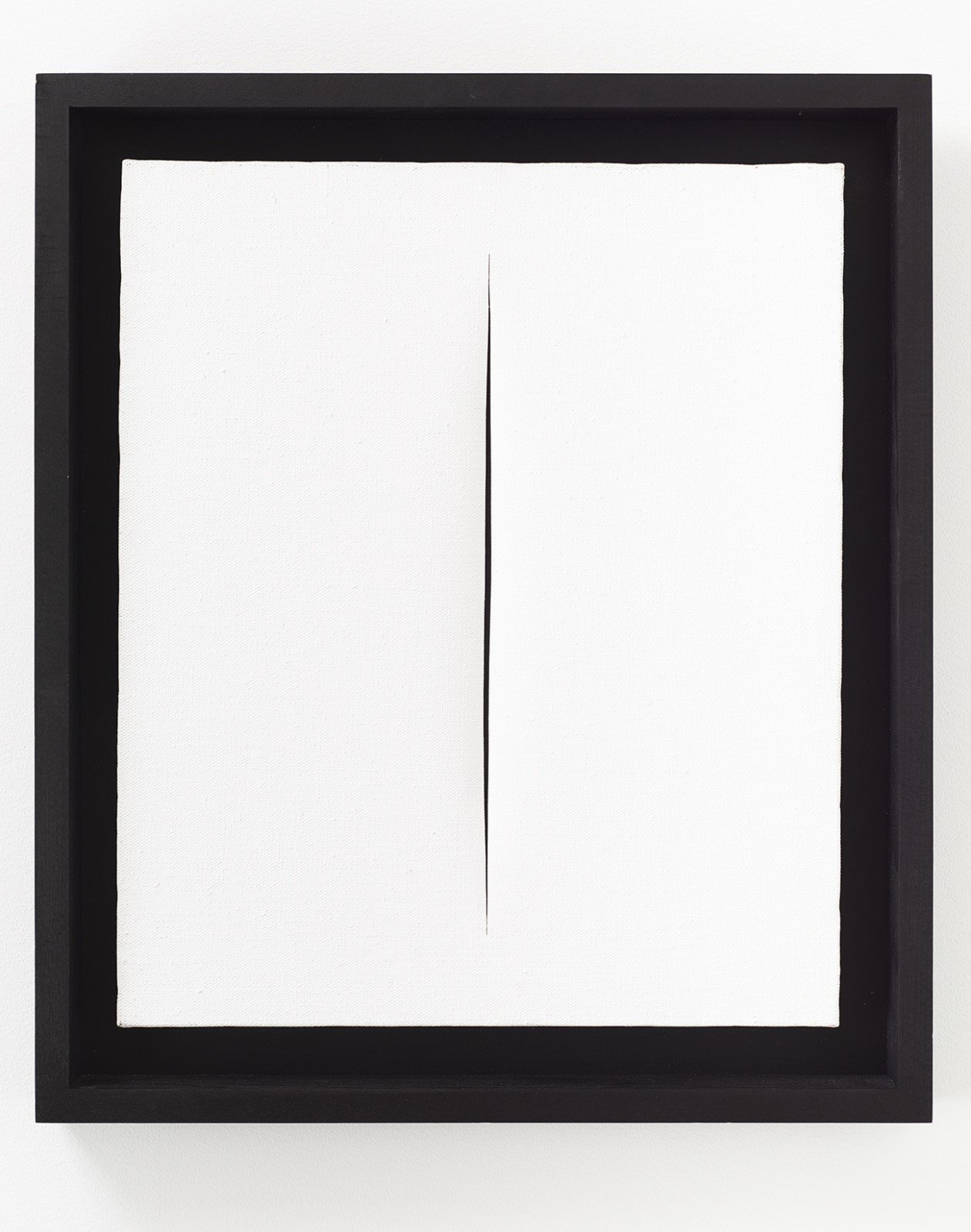 Lucio Fontana, Concceto spaziale, attese, 1966, Waterpaint on canvas, 22 x 18 inches.