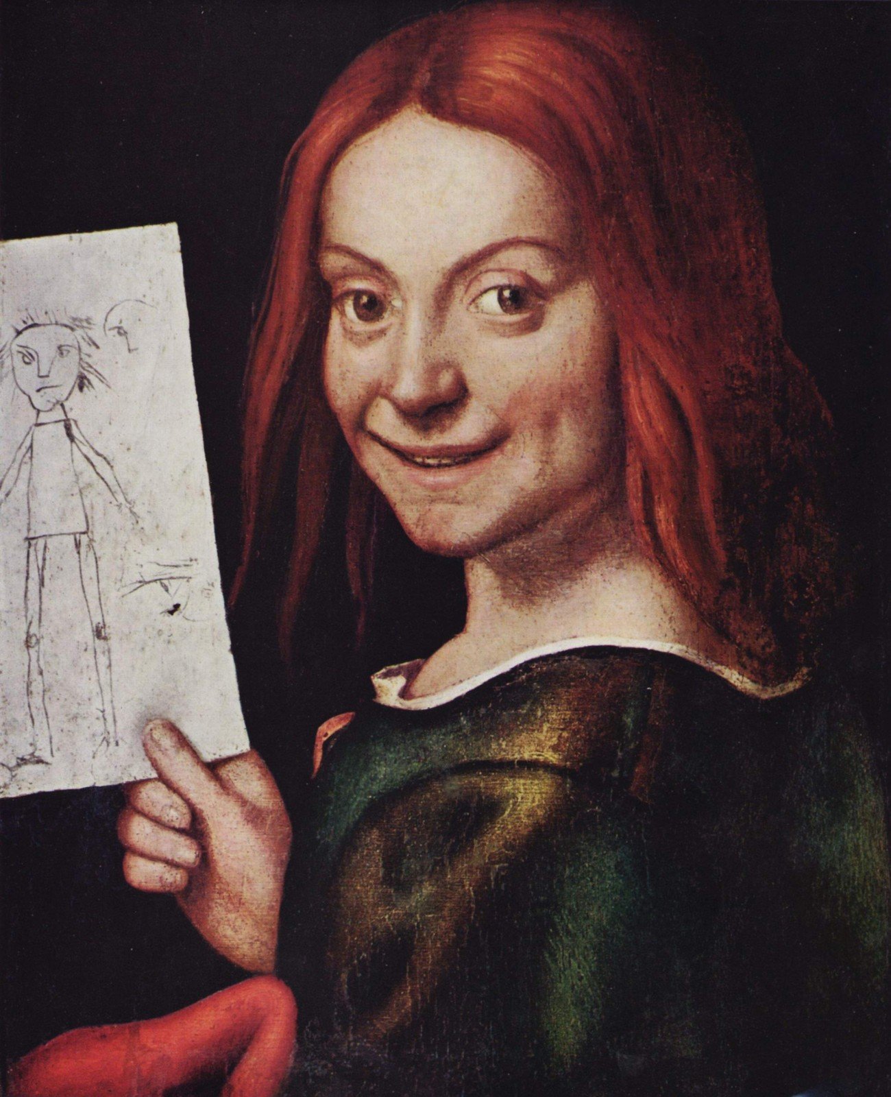 Giovanni Caroto, "Portrait of a Boy Holding a Child's Drawing", c. 1515, oil on panel. Museo di Castelvecchio, Verona