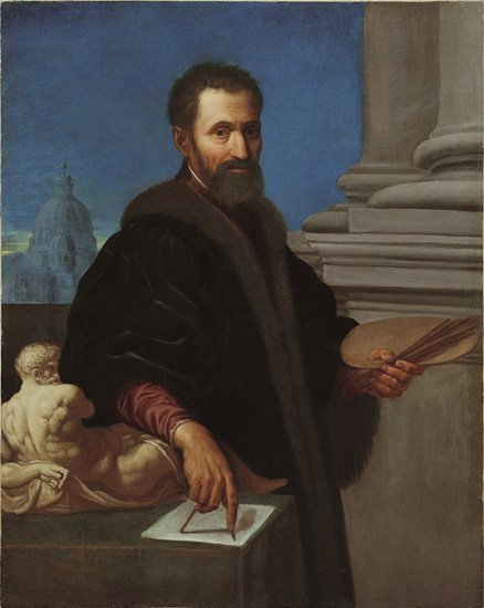 Domenico Crespi known as Il Passignano ( Passignano 1559 - Florence 1638). Portrait of Michelangelo Buonarroti. Beginning of the seventeenth century. Oil on canvas.
