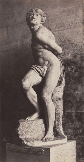Édouard -Denis Baldus ( Grünebach 1813 - Arcueil -Cachan 1889). Chained slave, Michelangelo Buonarroti. 1854. Salted paper print from paper negative.