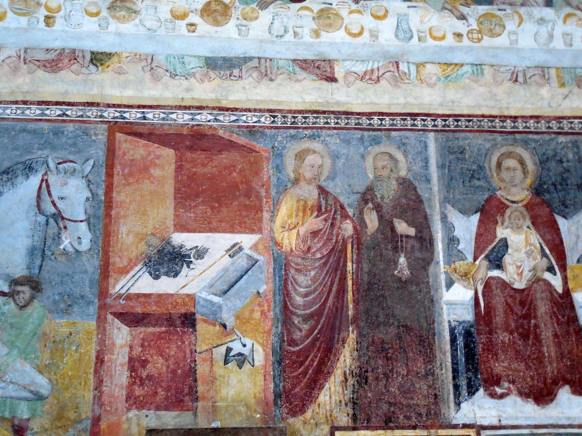 Bergamo, Basilica di Santa Maria Maggiore . Frescoes depicting the Last Supper and Stories of St. Eligius, XIV century
