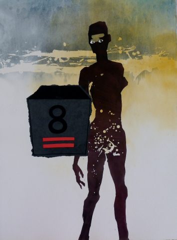  David Thuku, Untitled 11. Mixed Media Collage, 57 x 78 cm. Courtesy Red Hill Art Gallery.