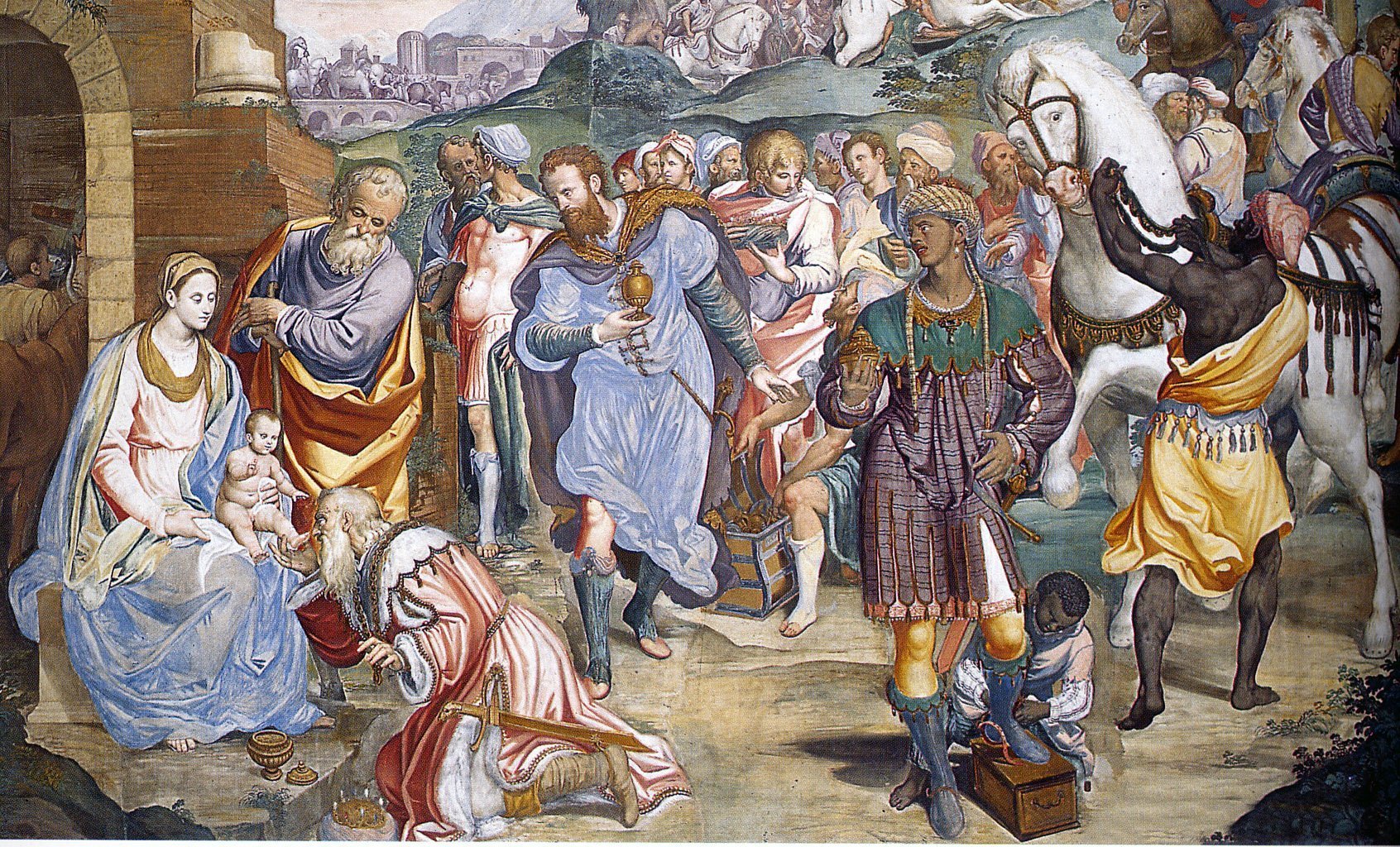 Simone Peterzano, “Adoration of the shepherds”, fresco, Milan, Certosa di Garegnano