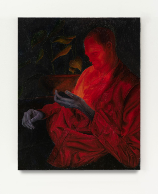 Srijon Chowdhury, Alizarin shirt, 2019; oil on linen, cm. 76,2 x 61 Courtesy the Artist and Antoine Levi, Paris.