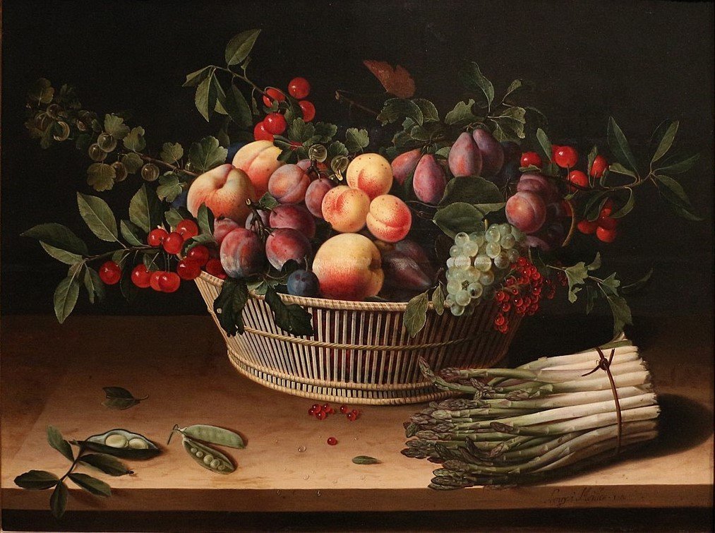 Louise_moillon,_natura_morta_con_cesto_di_frutta_e_mazzo_di_asparagi