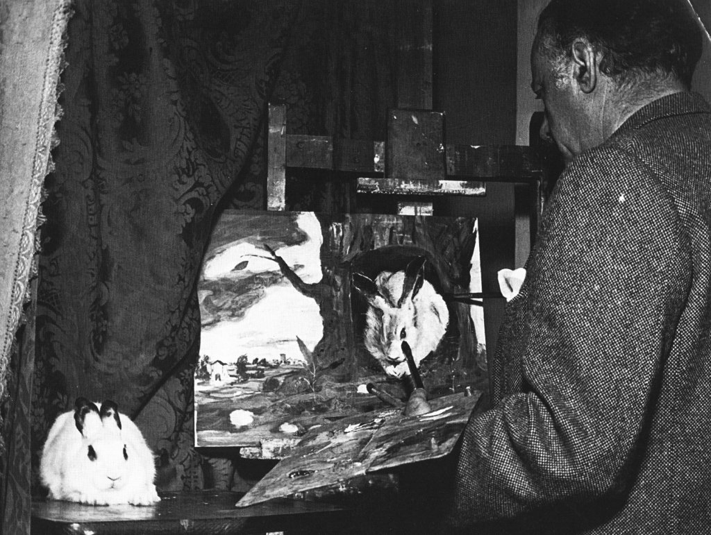 Luigi Zuccheri portraying a rabbit.